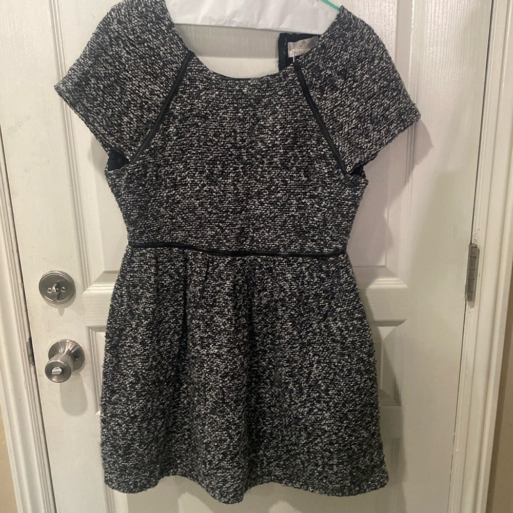 NWT San Francisco Shirt Company Combo Knit Raglan Short Sleeve Dress Black L